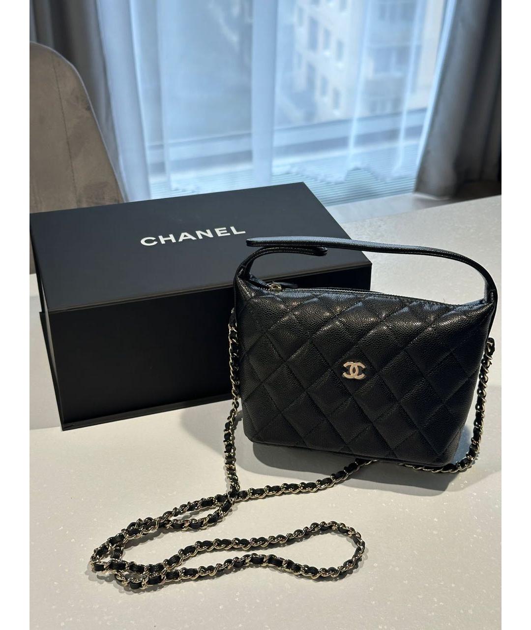 CHANEL Черная кожаная сумка с короткими ручками, фото 2