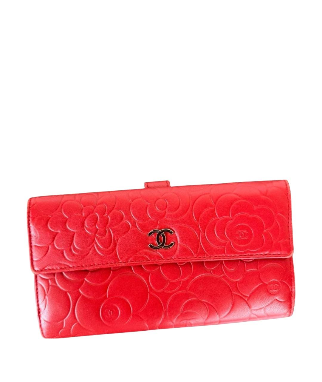 CHANEL Красный кожаный кошелек, фото 1