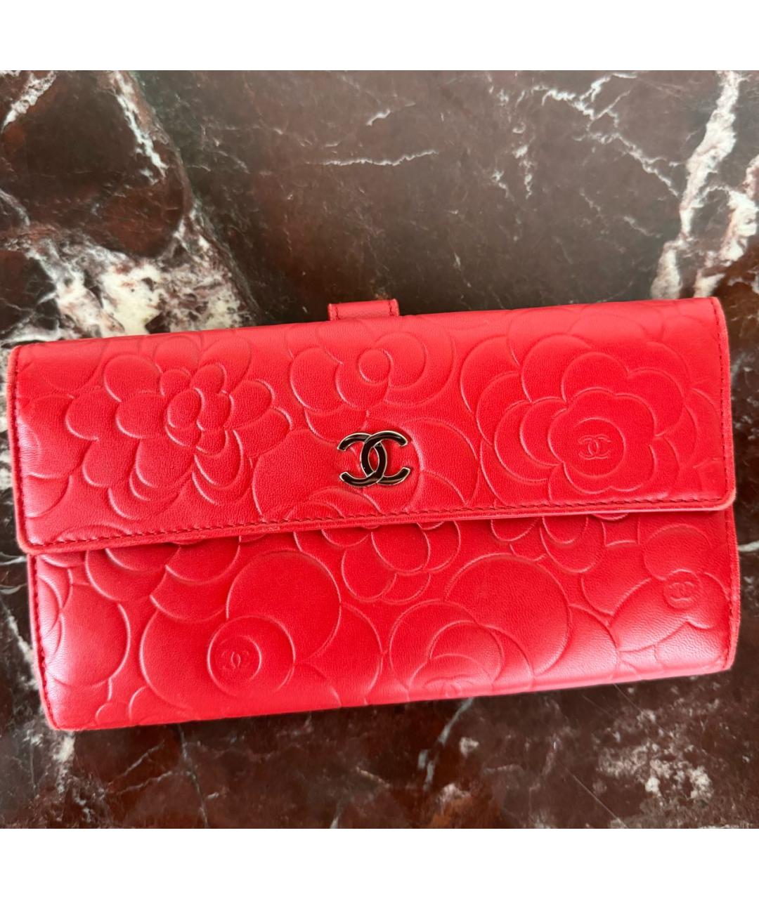 CHANEL Красный кожаный кошелек, фото 9
