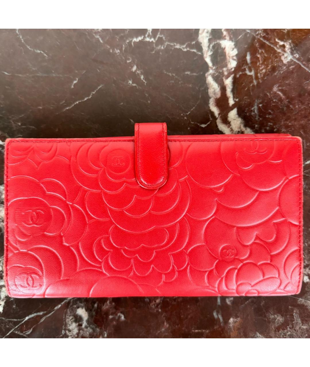 CHANEL Красный кожаный кошелек, фото 2