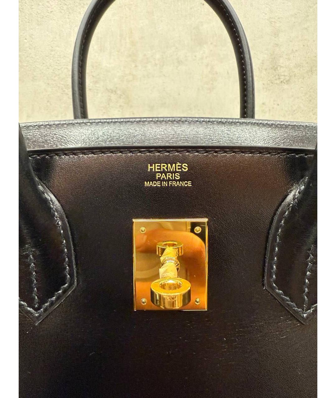 HERMES Черная кожаная сумка тоут, фото 8
