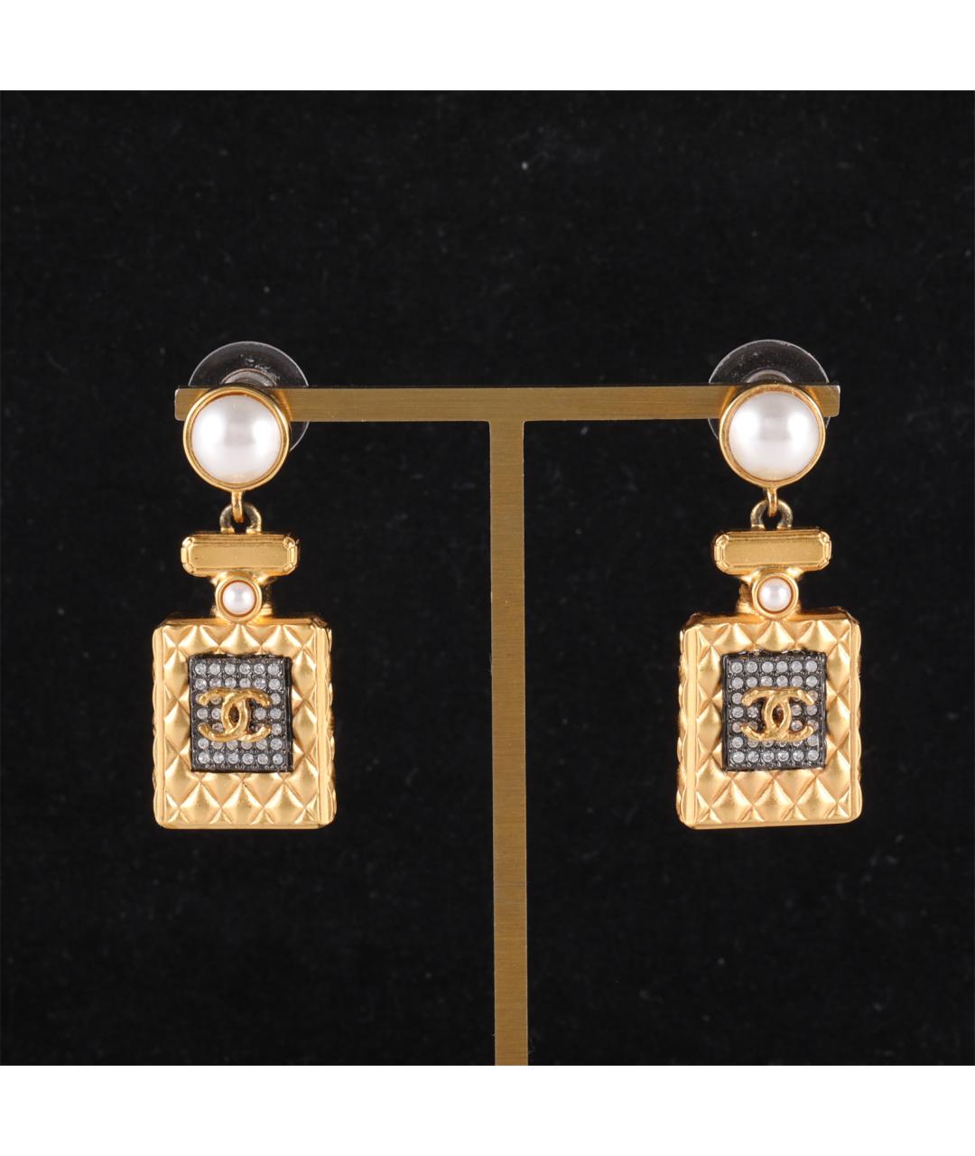 CHANEL Золотые латунные серьги, фото 7