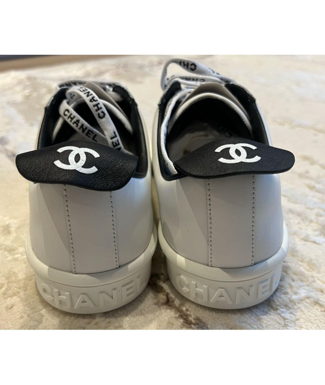 CHANEL Белые кожаные кеды, фото 4