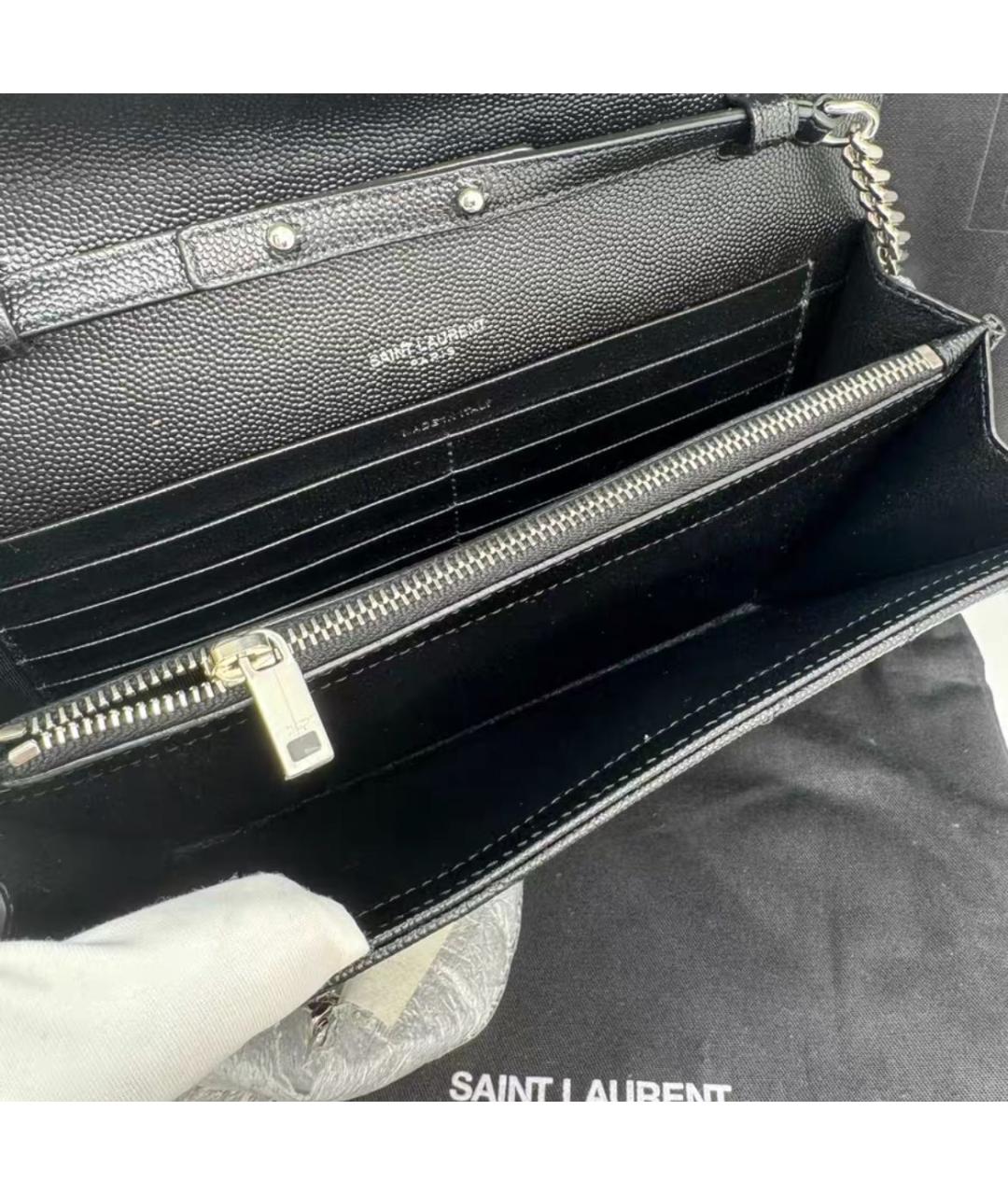 SAINT LAURENT Черная кожаная сумка через плечо, фото 6