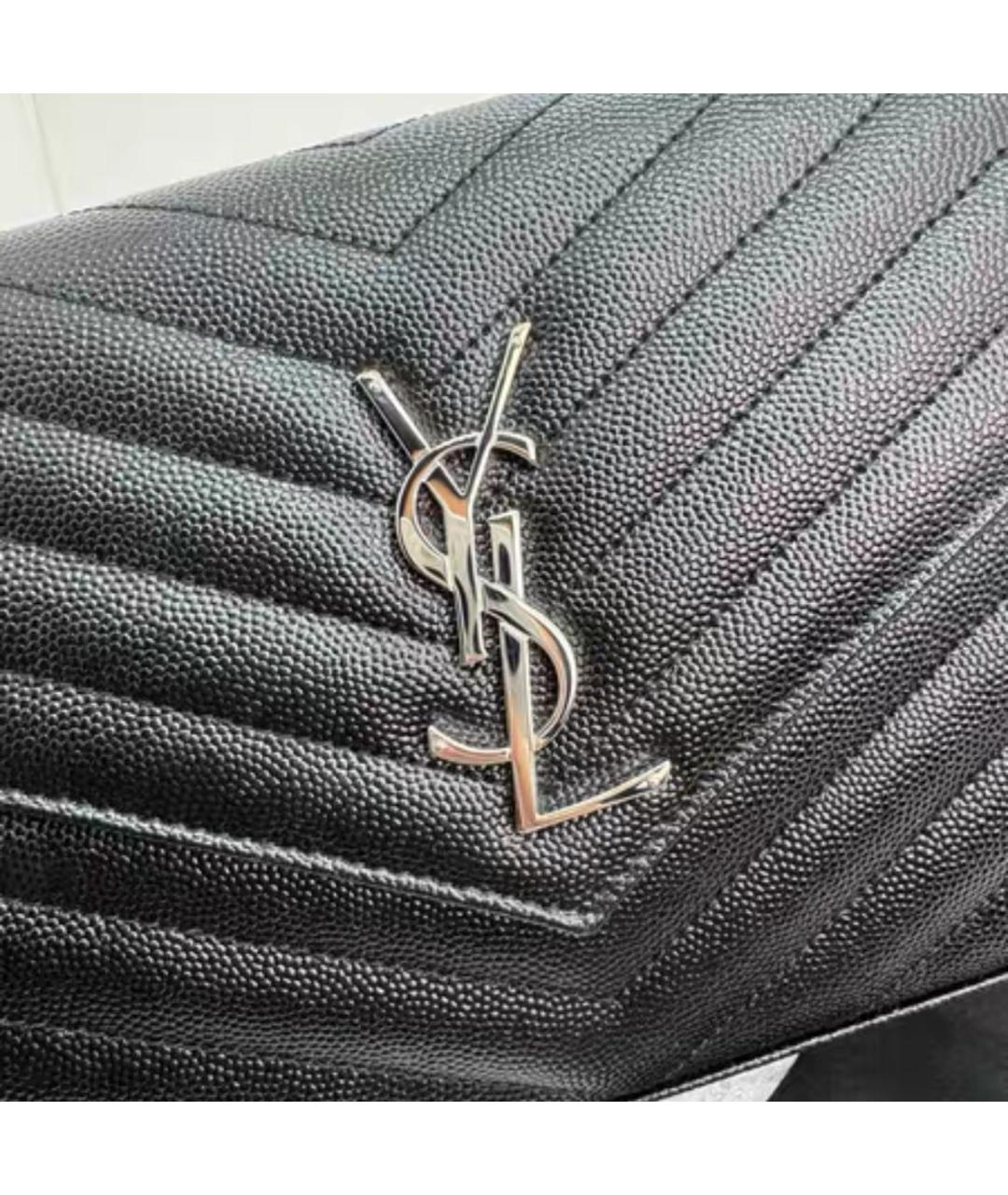 SAINT LAURENT Черная кожаная сумка через плечо, фото 3