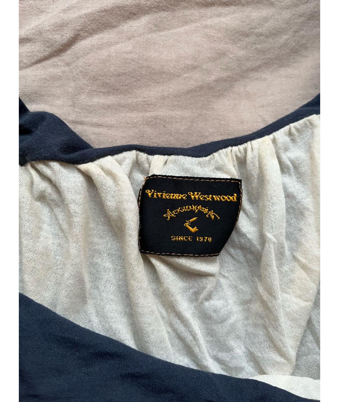 VIVIENNE WESTWOOD Темно-синяя хлопковая майка, фото 4
