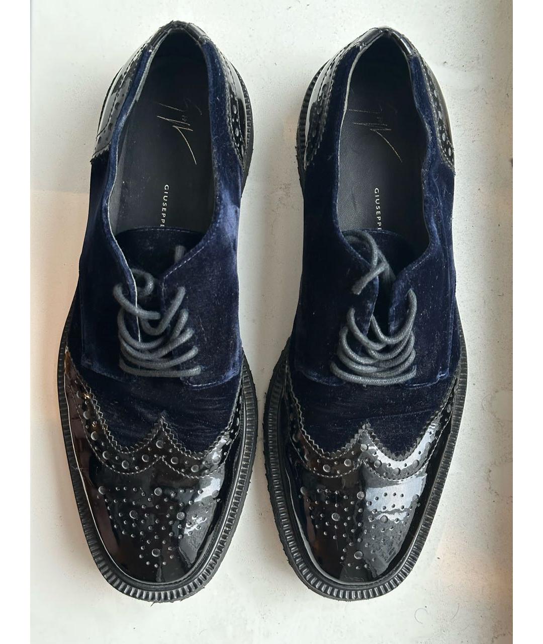 GIUSEPPE ZANOTTI DESIGN Темно-синие бархатные туфли, фото 3