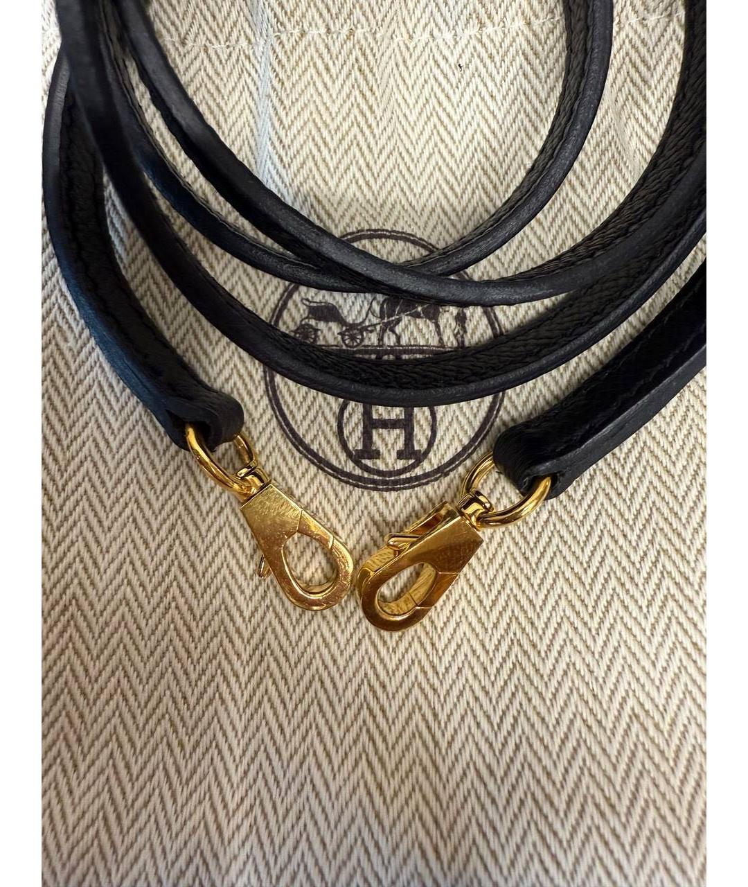 HERMES Черная кожаная сумка с короткими ручками, фото 8