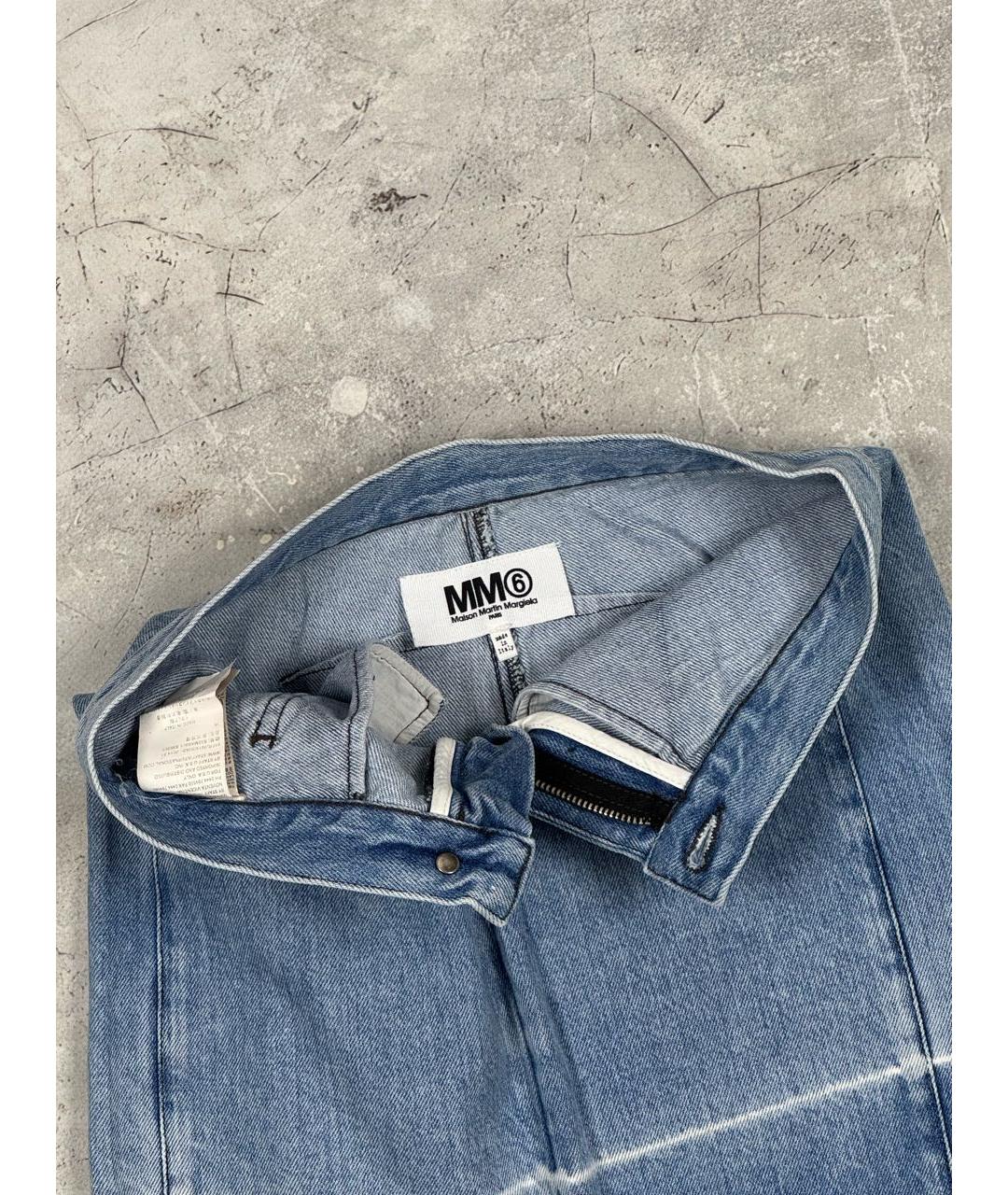 MM6 MAISON MARGIELA Голубая деним юбка мини, фото 3