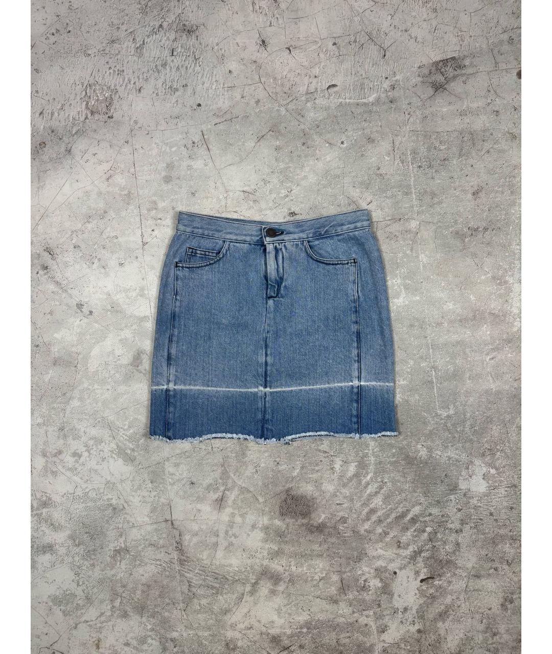 MM6 MAISON MARGIELA Голубая деним юбка мини, фото 9