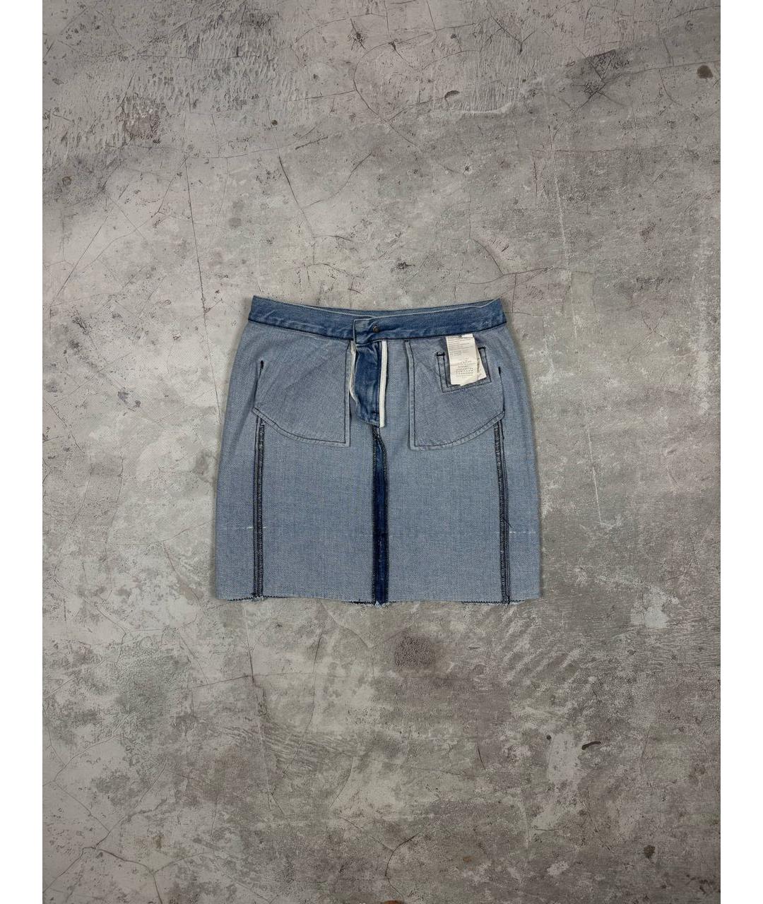 MM6 MAISON MARGIELA Голубая деним юбка мини, фото 6