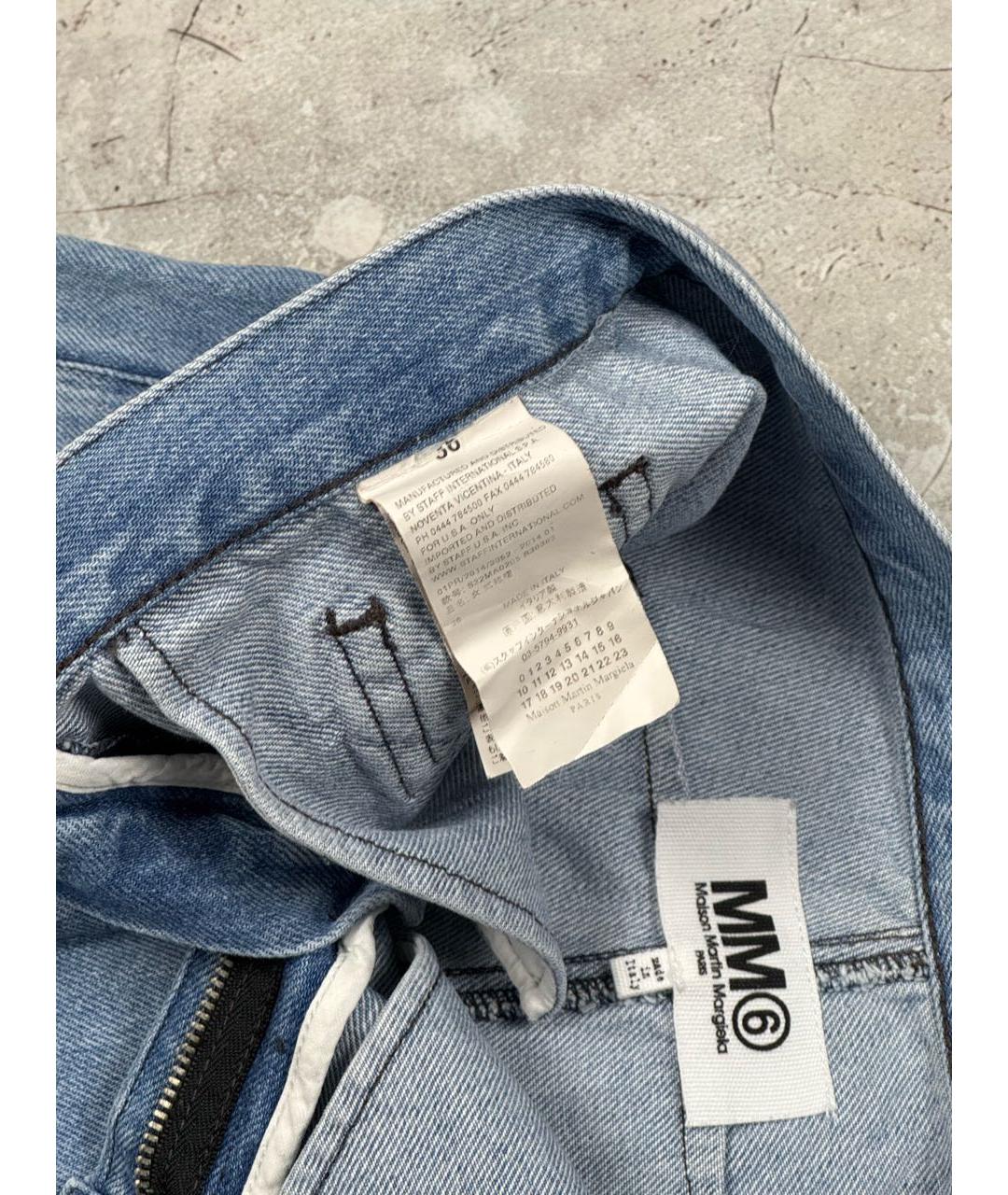 MM6 MAISON MARGIELA Голубая деним юбка мини, фото 4