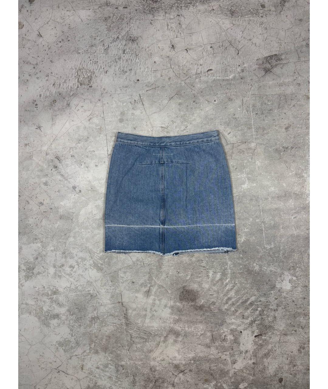 MM6 MAISON MARGIELA Голубая деним юбка мини, фото 2