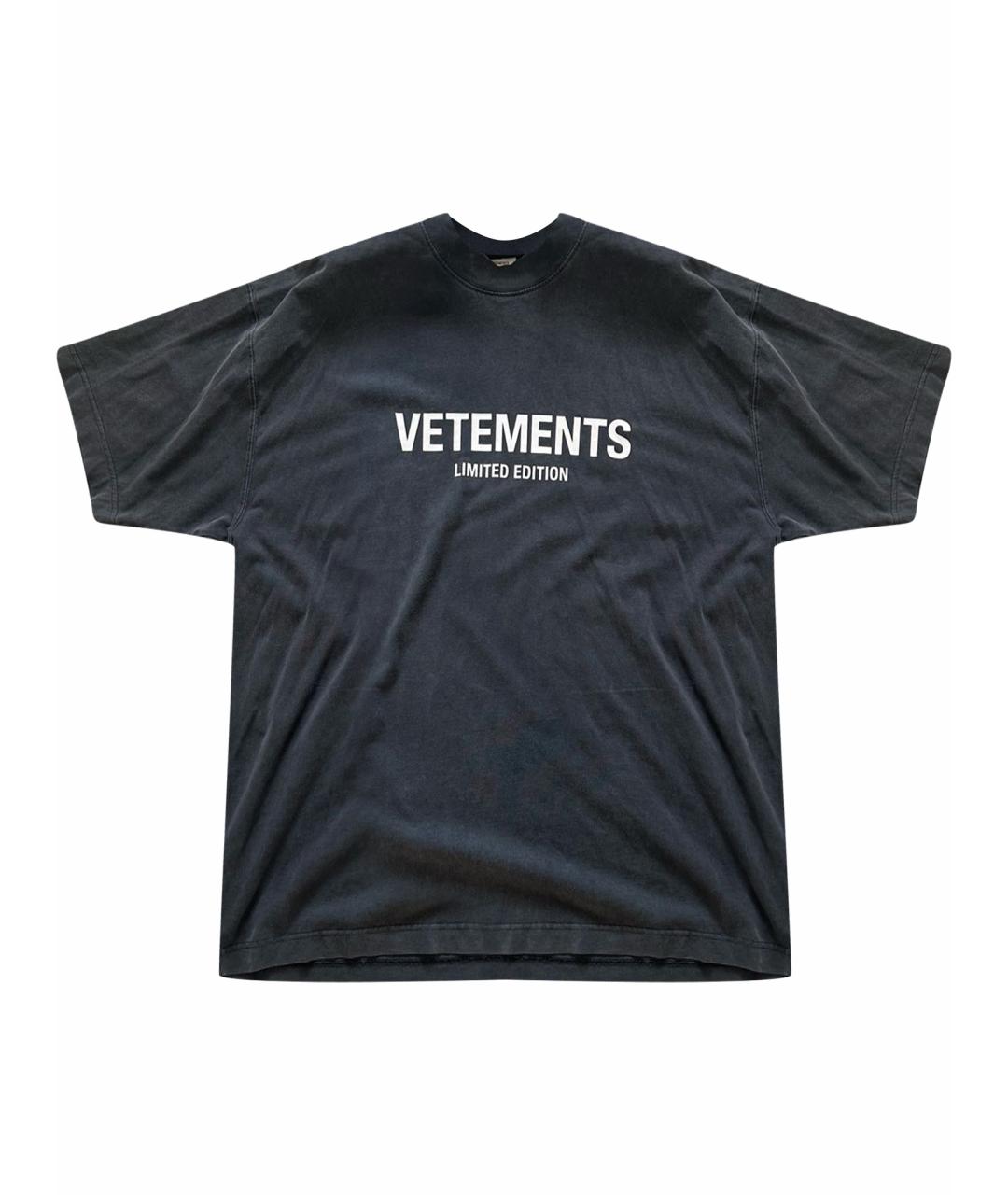VETEMENTS Антрацитовая хлопковая футболка, фото 1