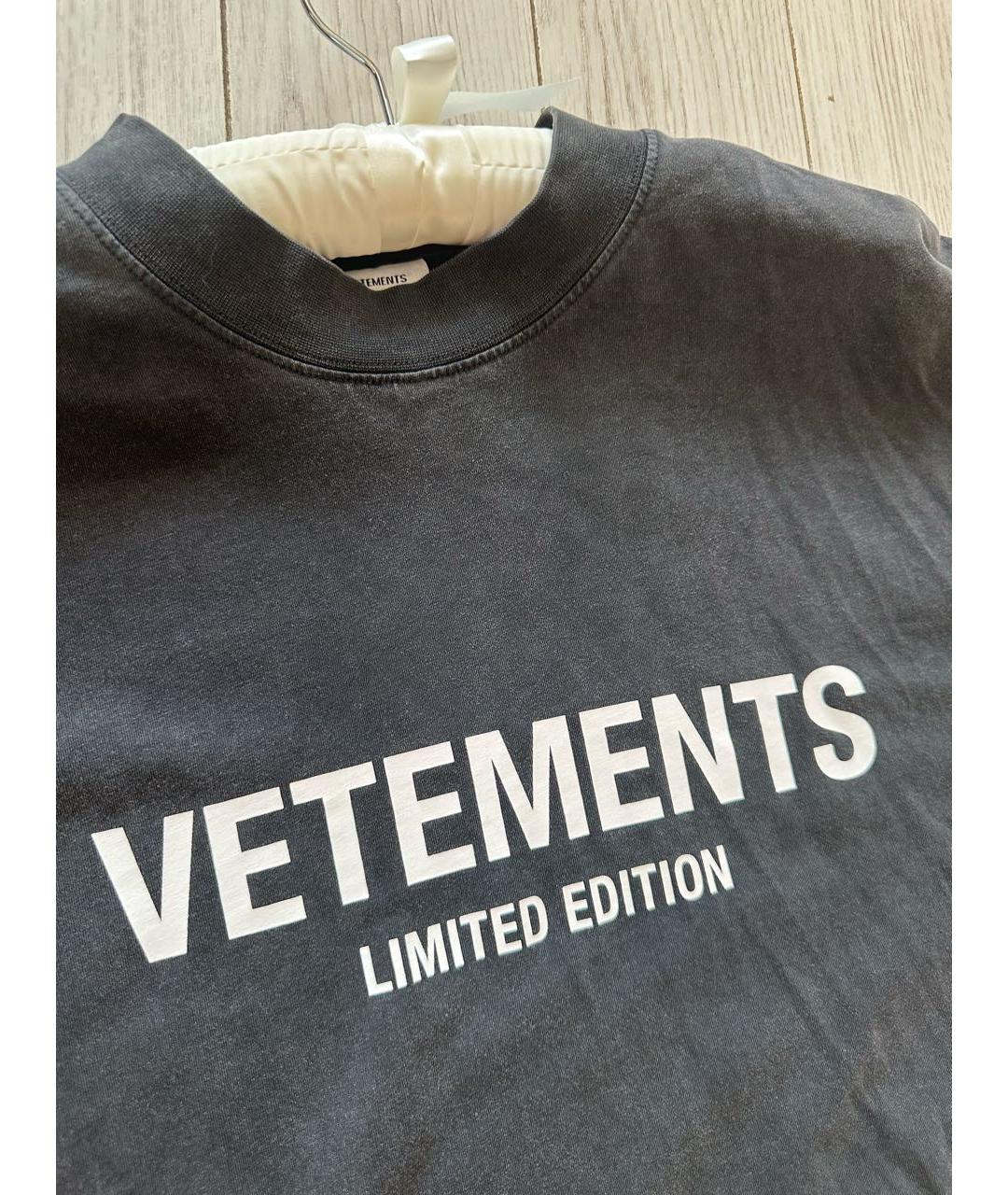 VETEMENTS Антрацитовая хлопковая футболка, фото 4