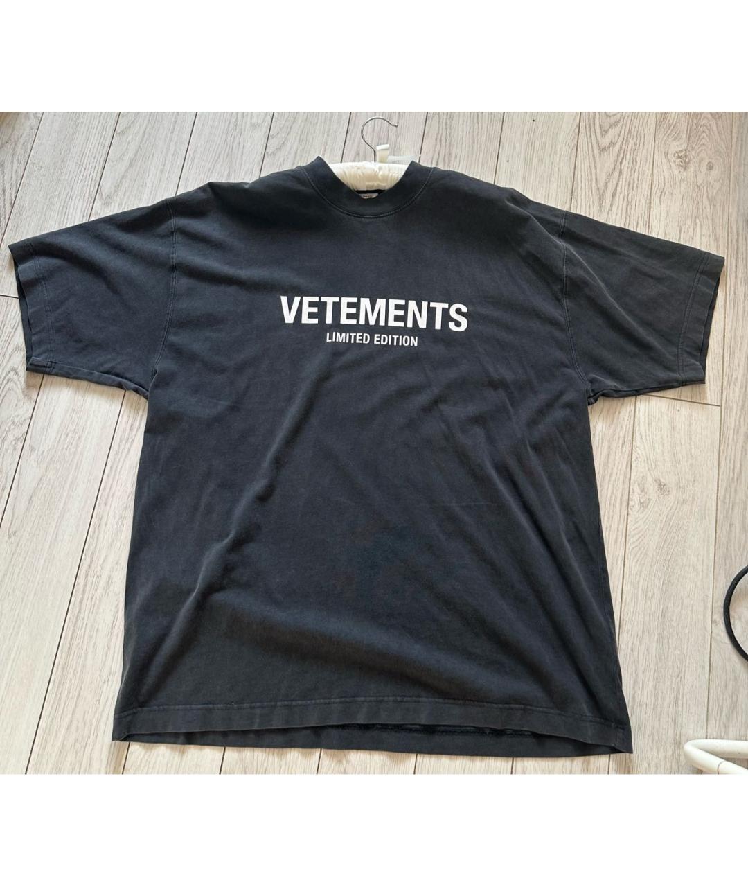 VETEMENTS Антрацитовая хлопковая футболка, фото 6