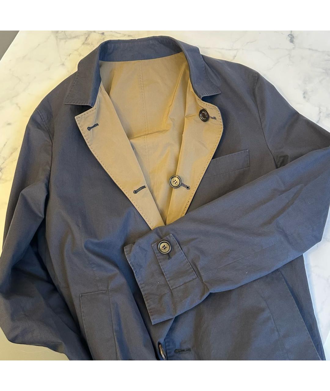 BRUNELLO CUCINELLI Темно-синий хлопковый тренч / плащ, фото 8