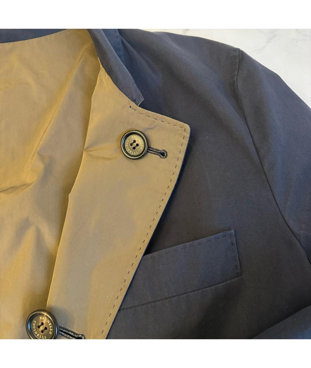 BRUNELLO CUCINELLI Темно-синий хлопковый тренч / плащ, фото 7