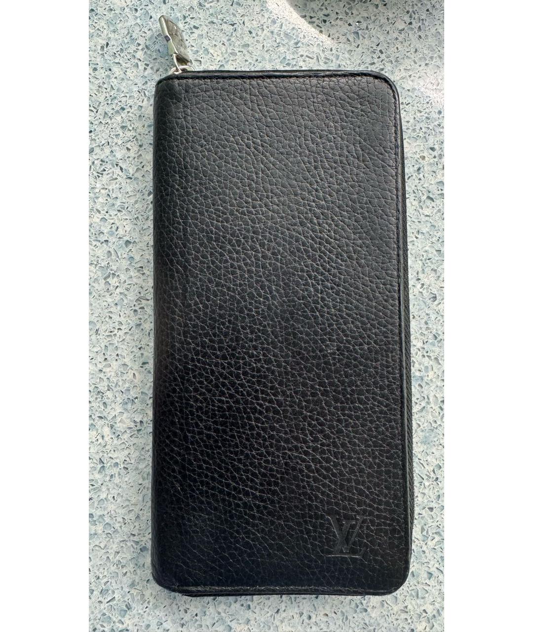 LOUIS VUITTON Черный кожаный кошелек, фото 4