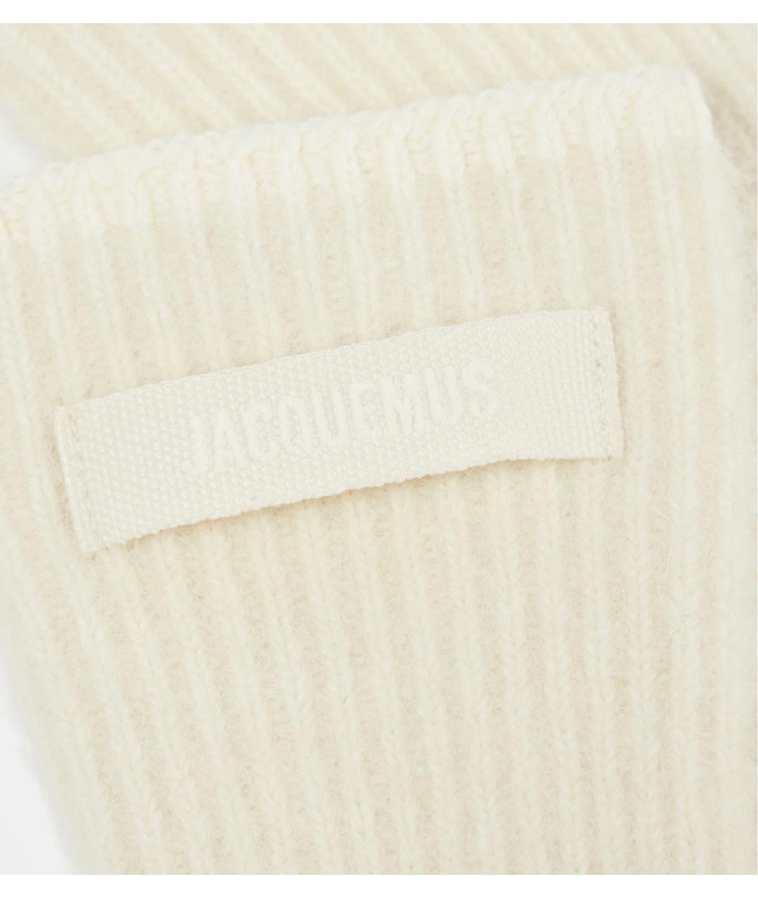 JACQUEMUS Бежевые шерстяные перчатки, фото 4