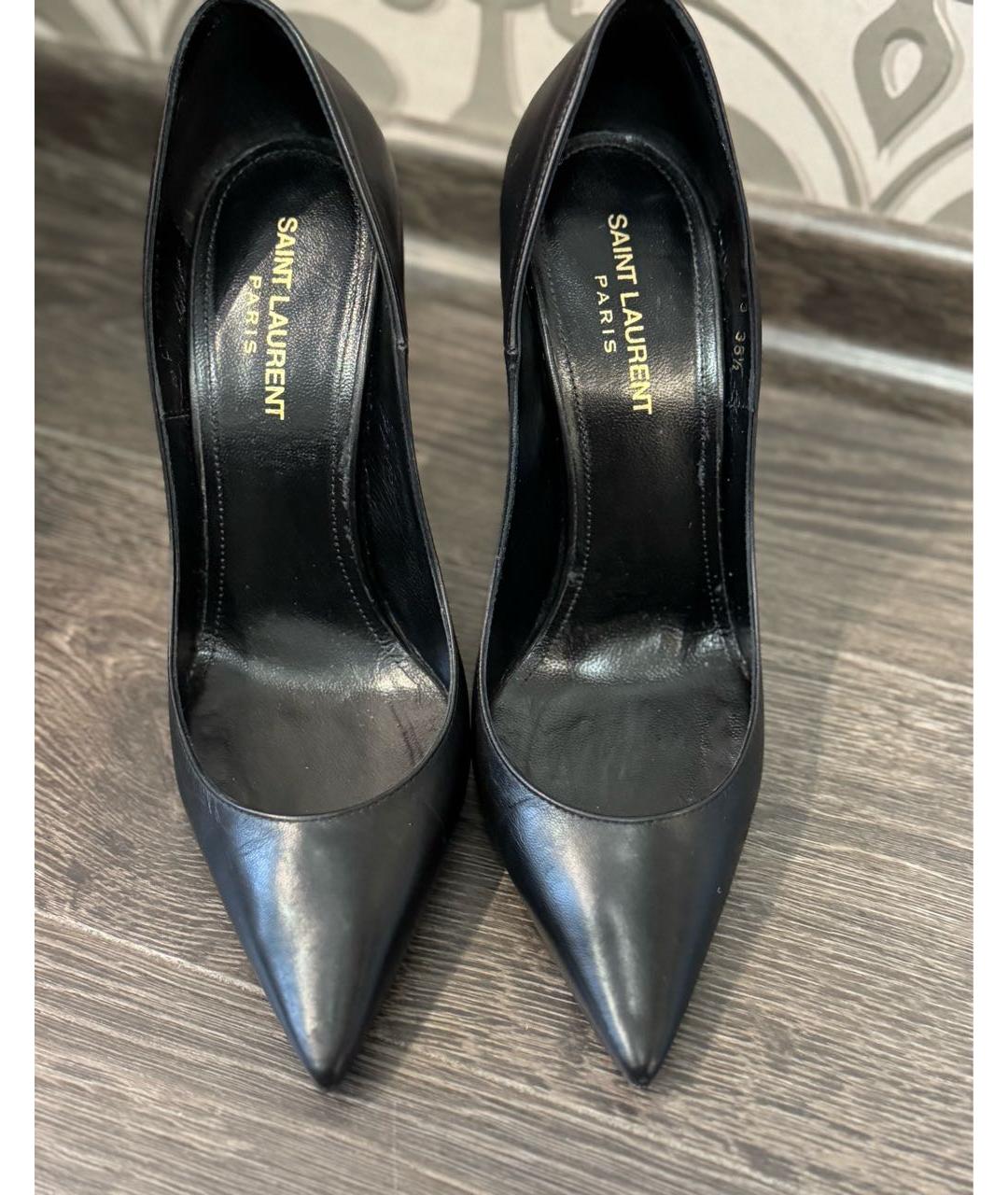 SAINT LAURENT Черные кожаные туфли, фото 2