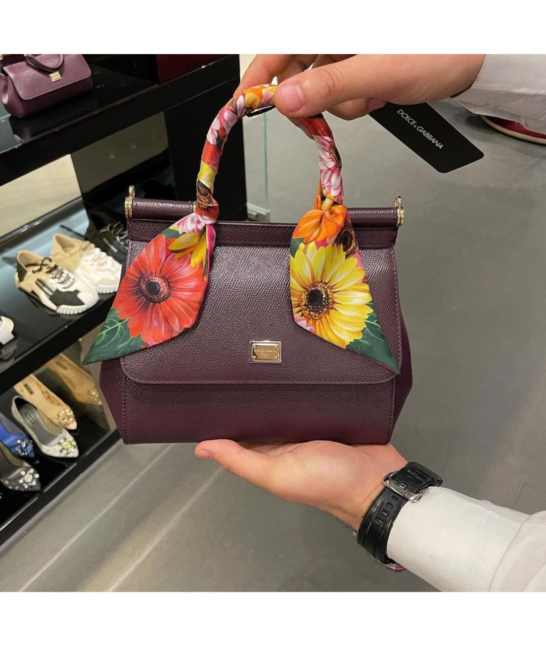 DOLCE&GABBANA Фиолетовая кожаная сумка с короткими ручками, фото 2