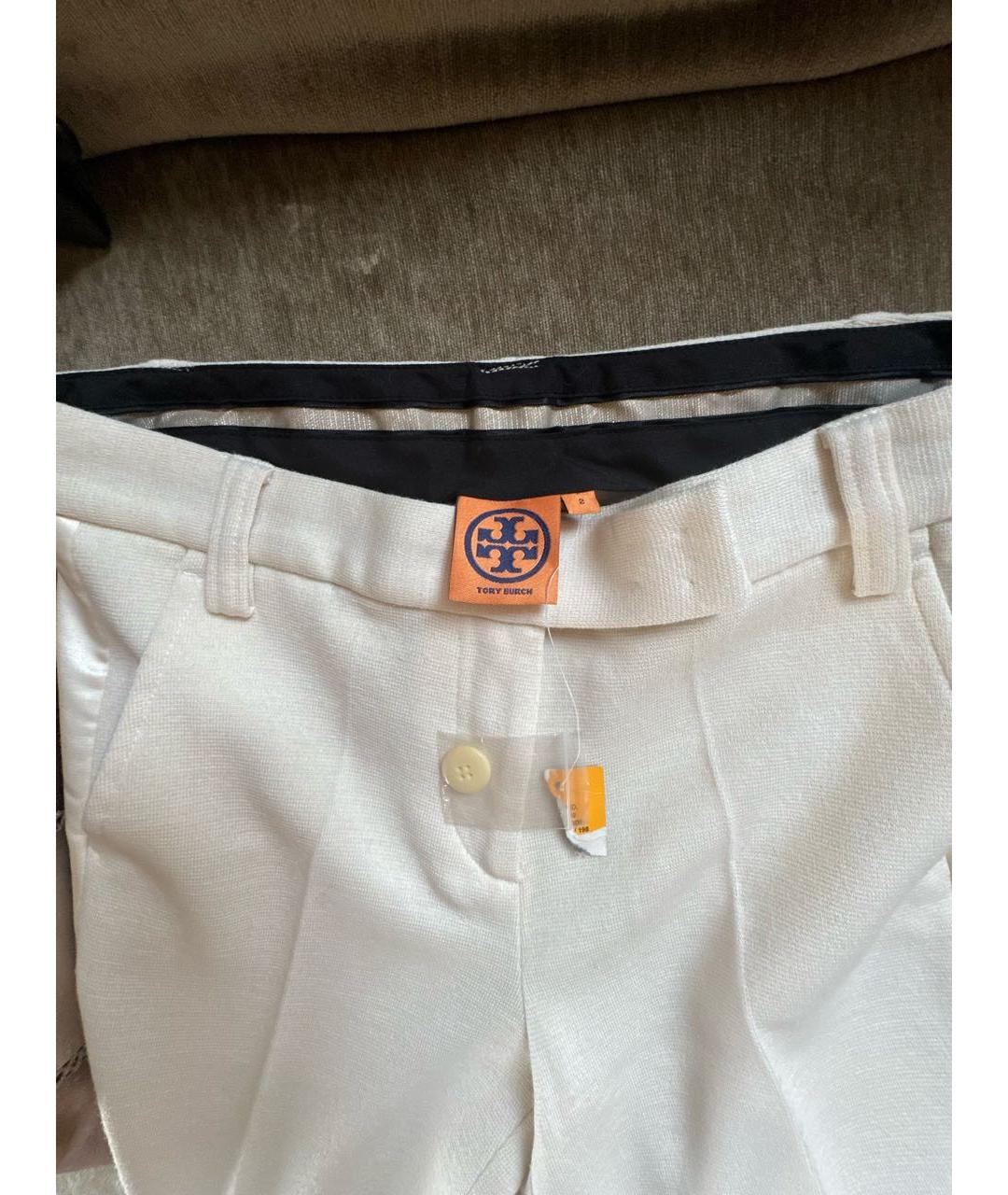 TORY BURCH Белые шерстяные прямые брюки, фото 3