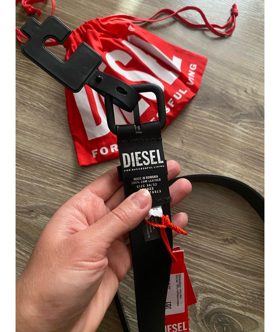 DIESEL Черный кожаный ремень, фото 7
