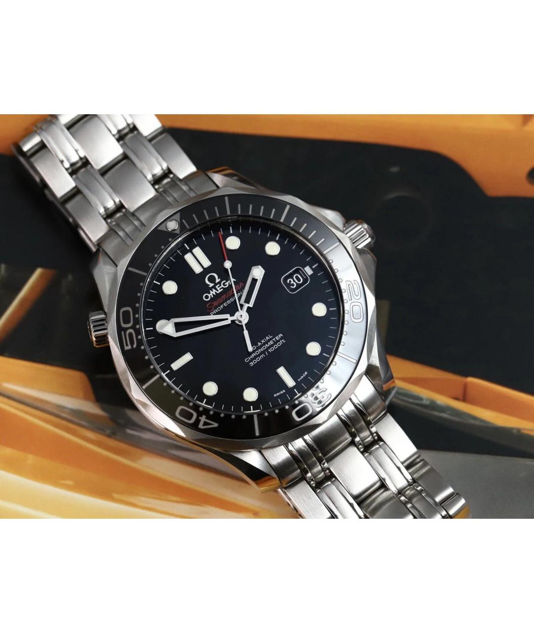 OMEGA Черные часы, фото 5