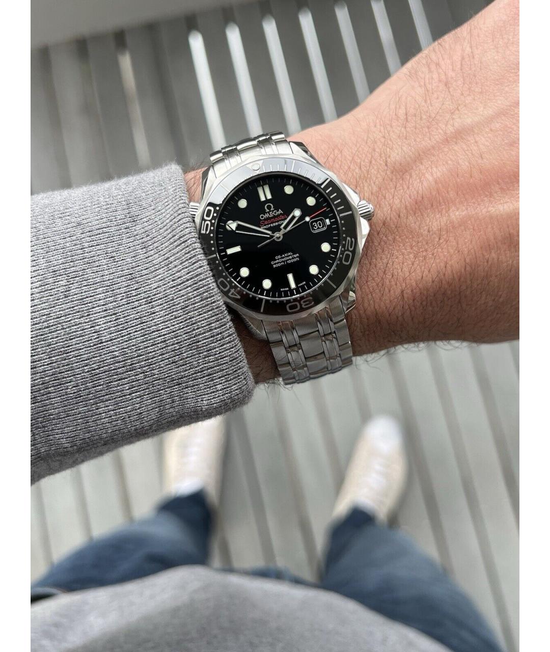 OMEGA Черные часы, фото 7