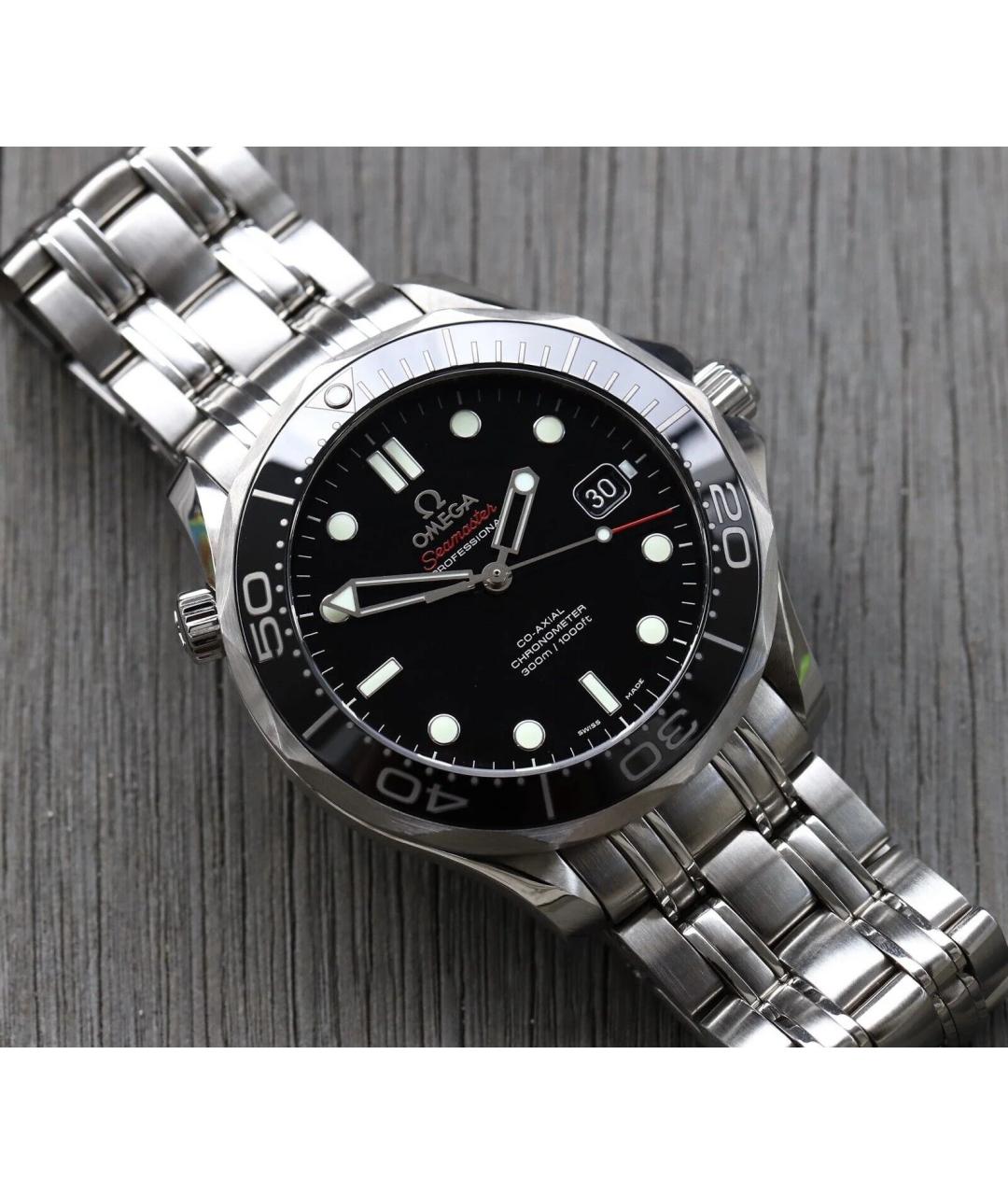 OMEGA Черные часы, фото 2