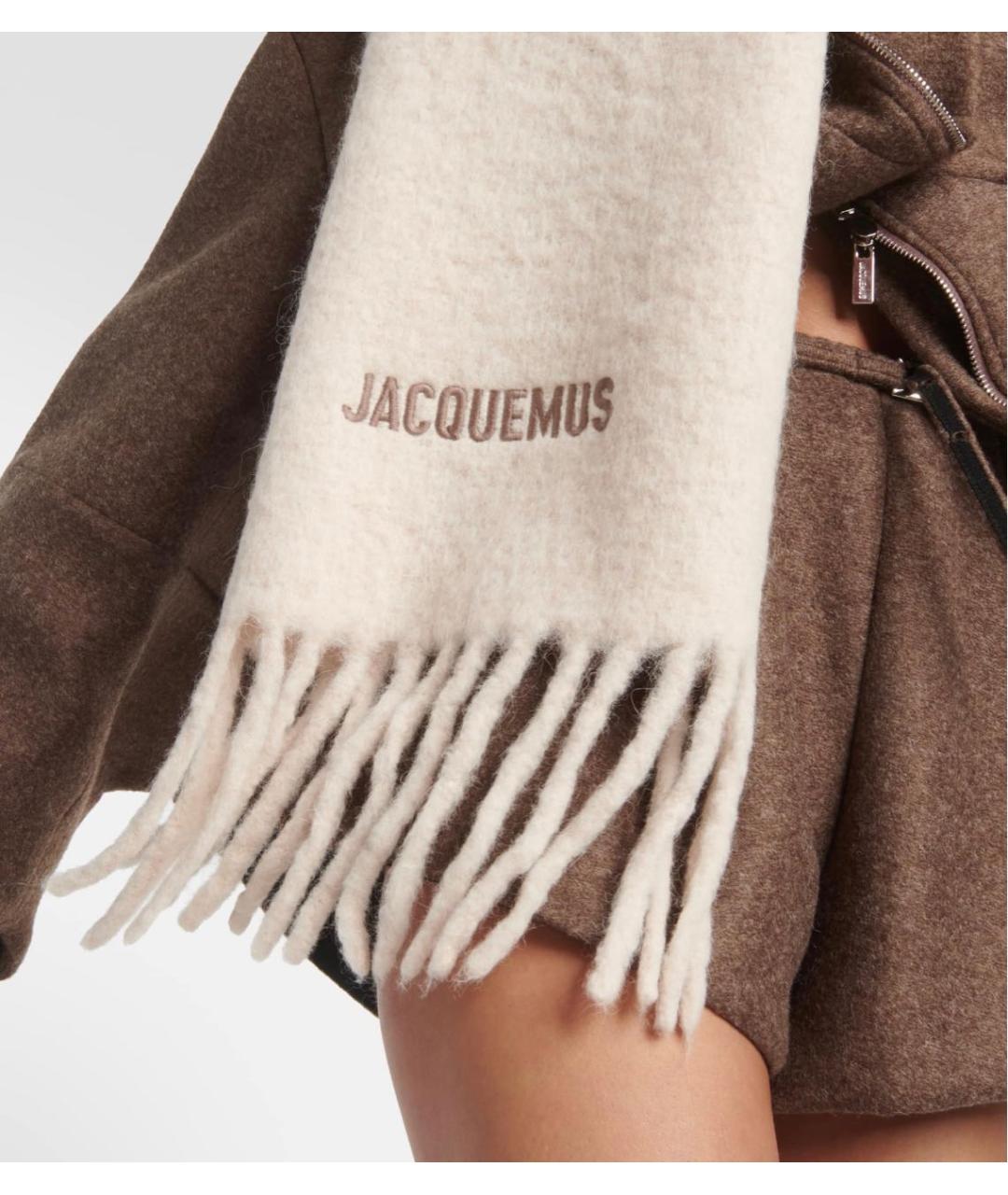 JACQUEMUS Бежевый шерстяной шарф, фото 4