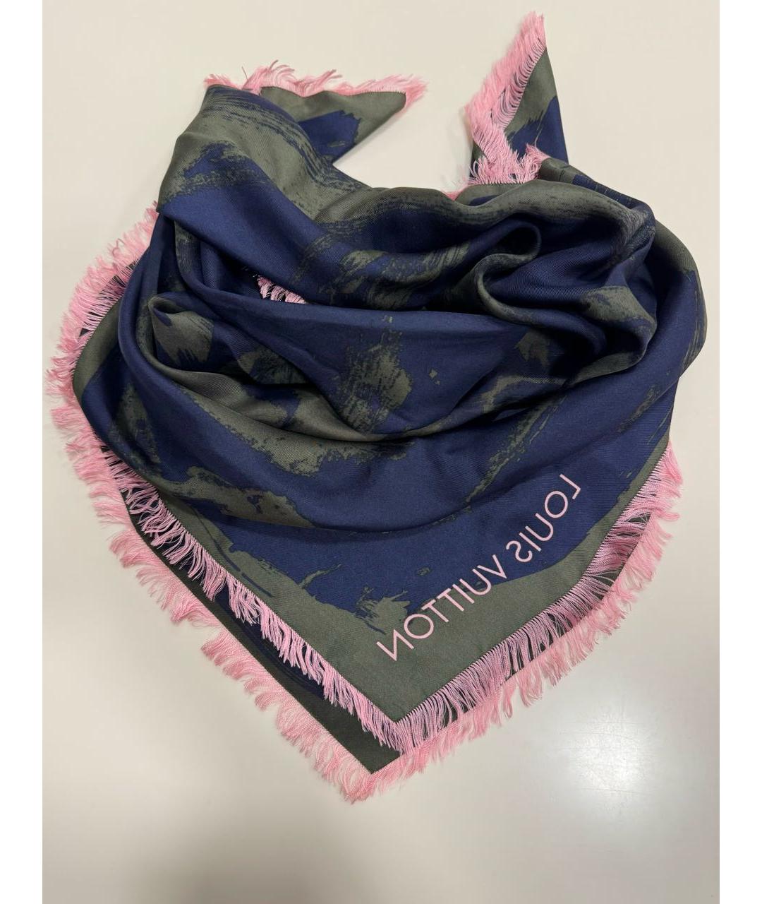 LOUIS VUITTON Зеленый шелковый платок, фото 5