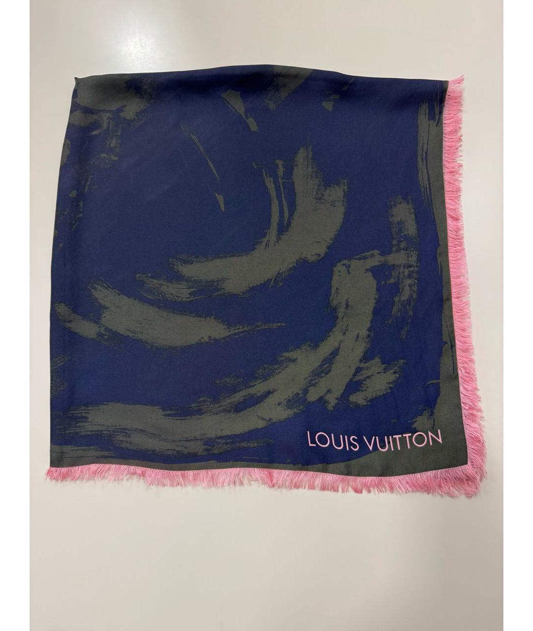 LOUIS VUITTON Зеленый шелковый платок, фото 7