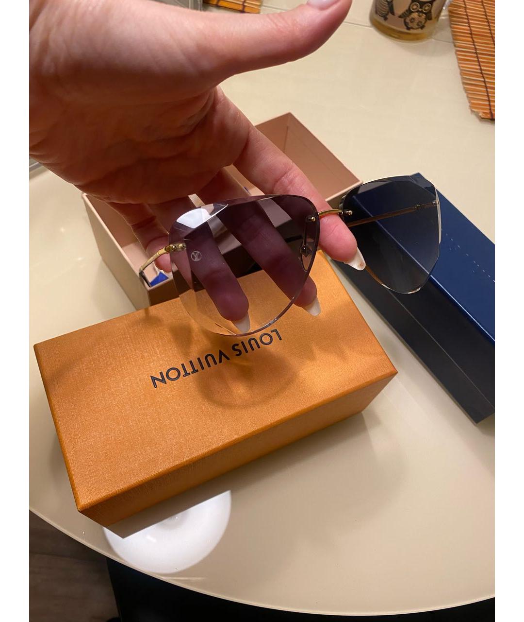 LOUIS VUITTON Коричневые металлические солнцезащитные очки, фото 3