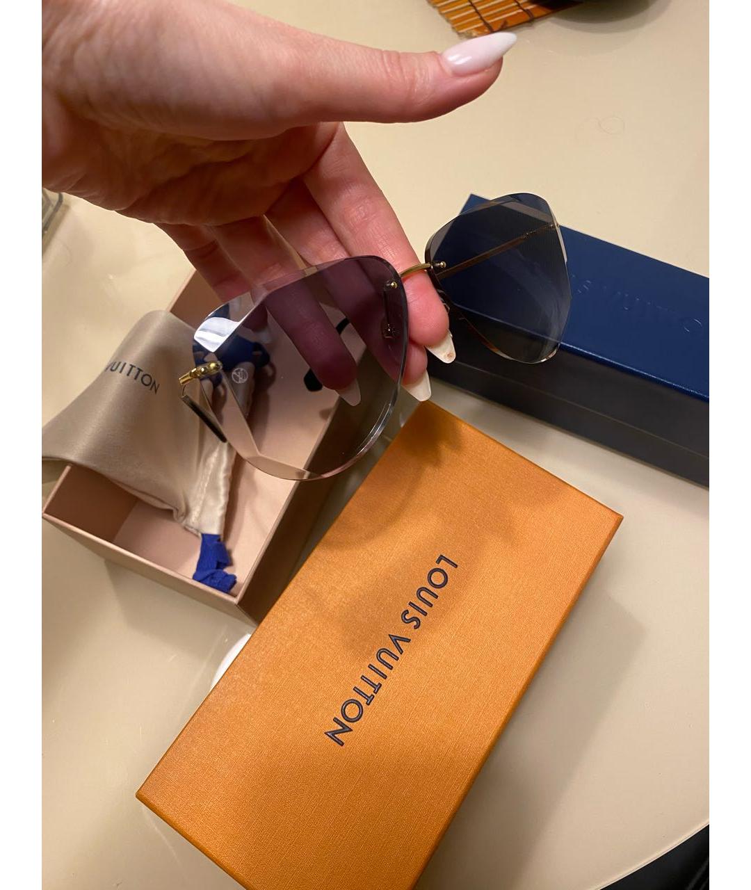LOUIS VUITTON Коричневые металлические солнцезащитные очки, фото 5