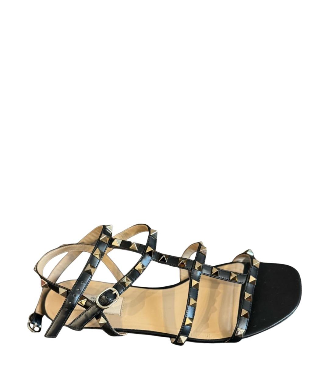 VALENTINO Черные кожаные босоножки, фото 8