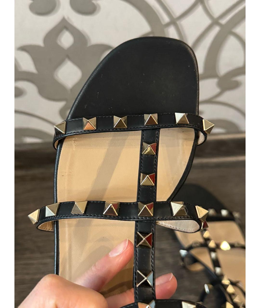 VALENTINO Черные кожаные босоножки, фото 6