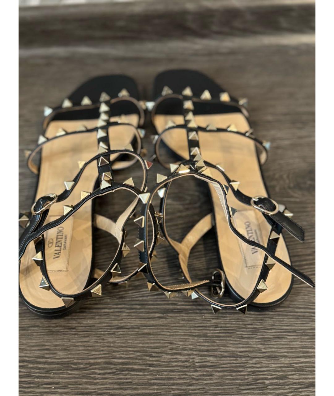 VALENTINO Черные кожаные босоножки, фото 3