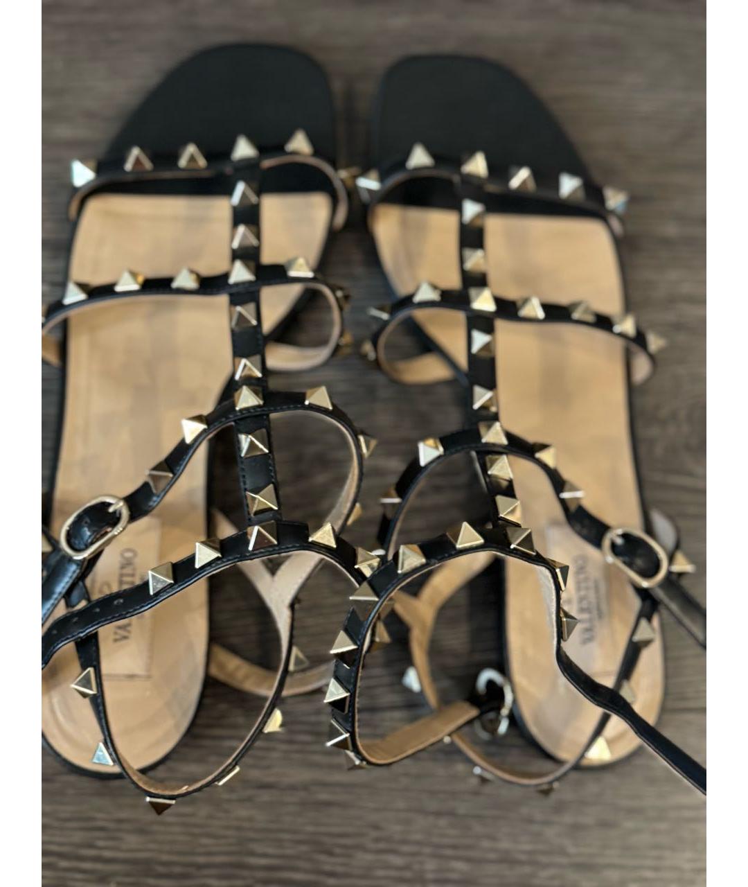 VALENTINO Черные кожаные босоножки, фото 4