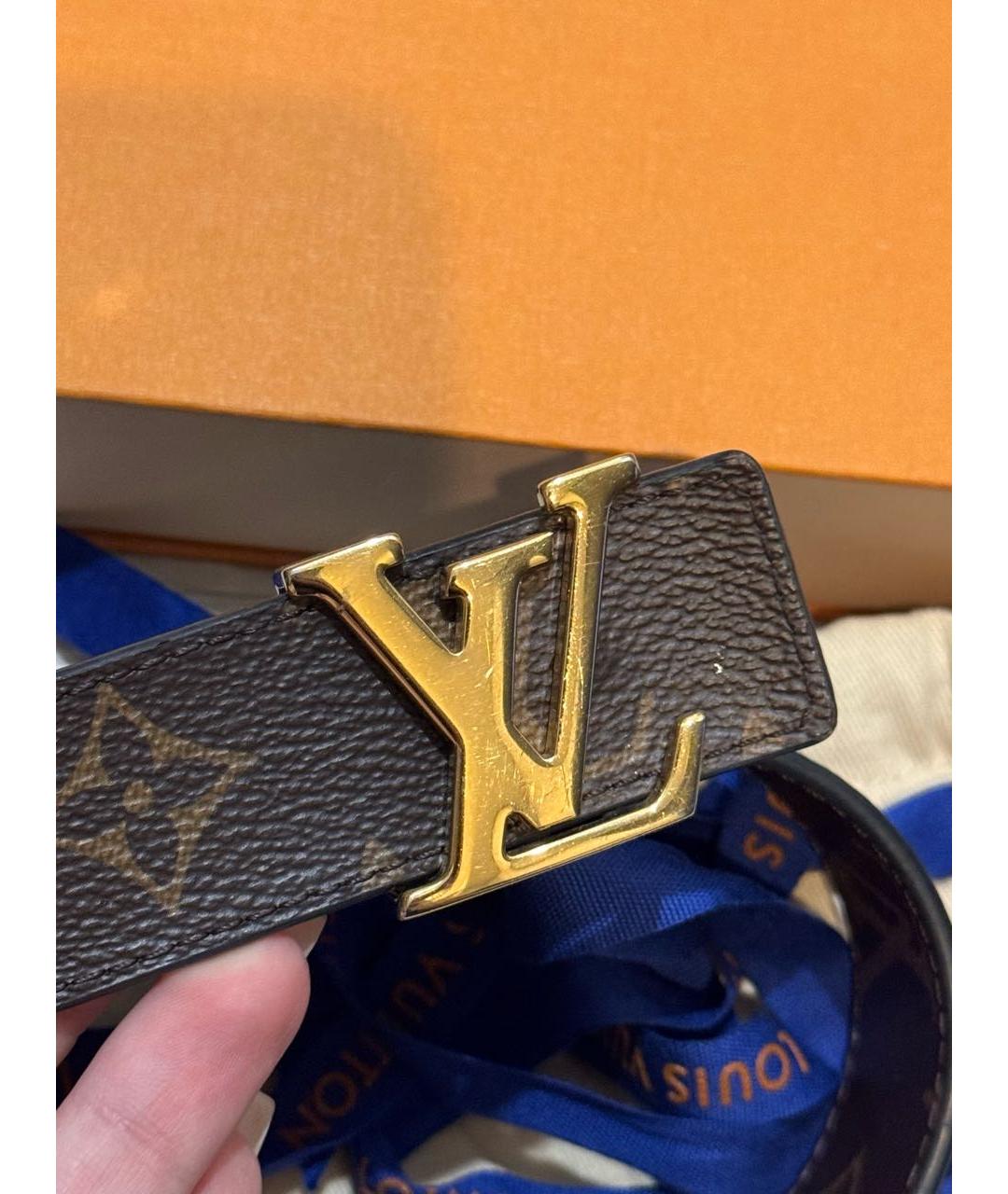 LOUIS VUITTON Черный кожаный ремень, фото 2