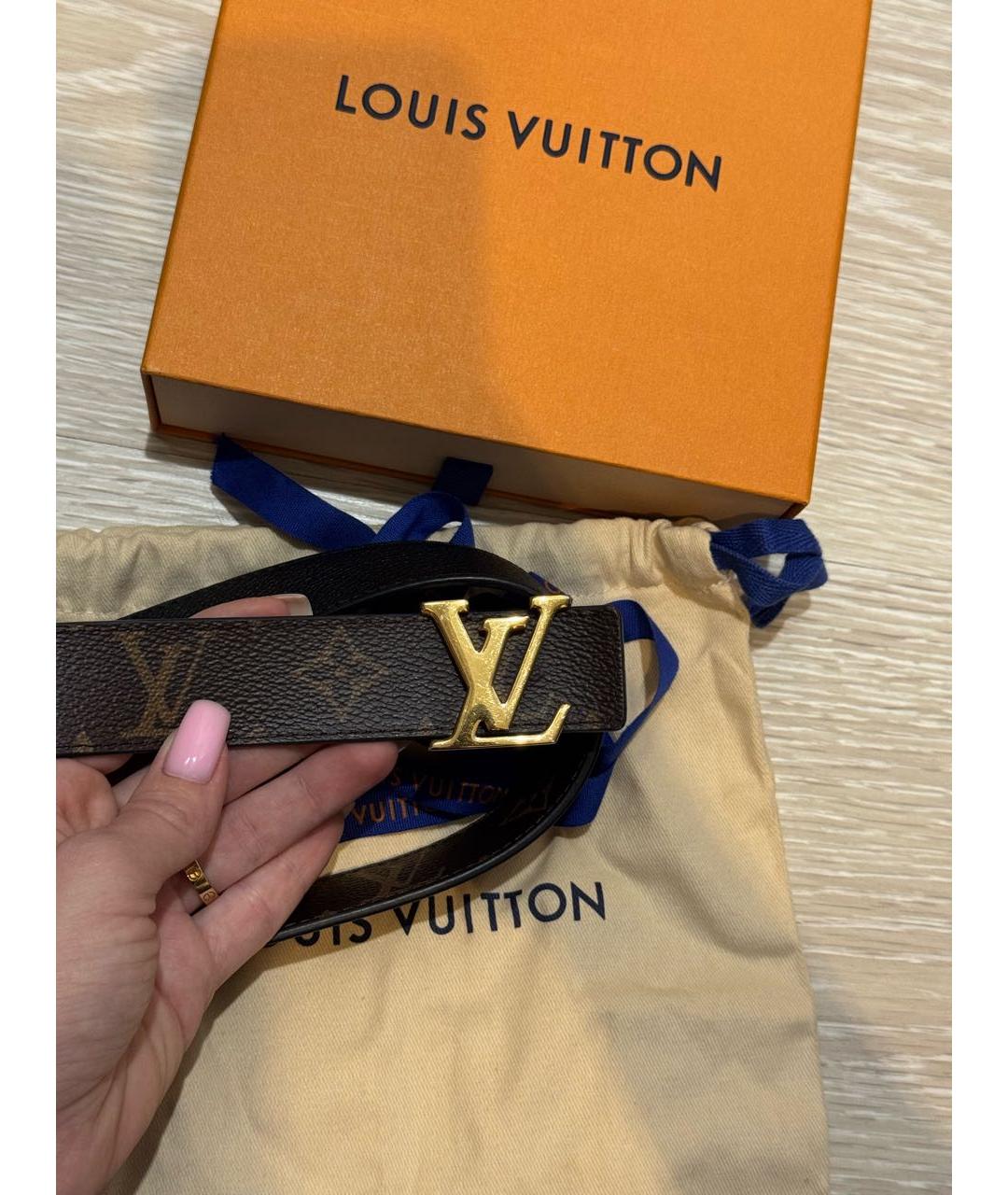 LOUIS VUITTON Черный кожаный ремень, фото 4