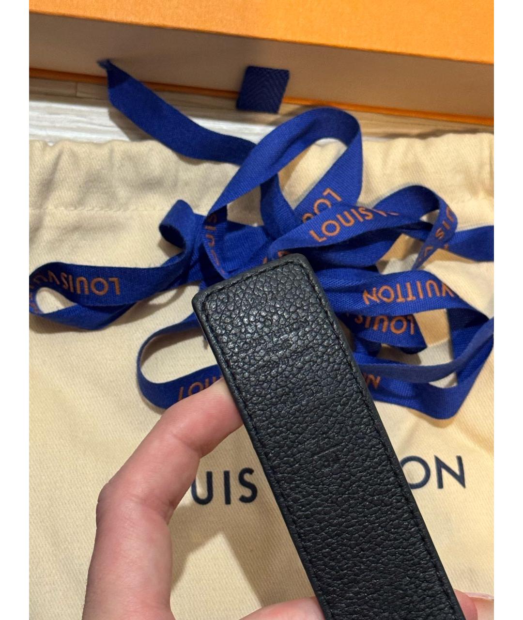 LOUIS VUITTON Черный кожаный ремень, фото 3