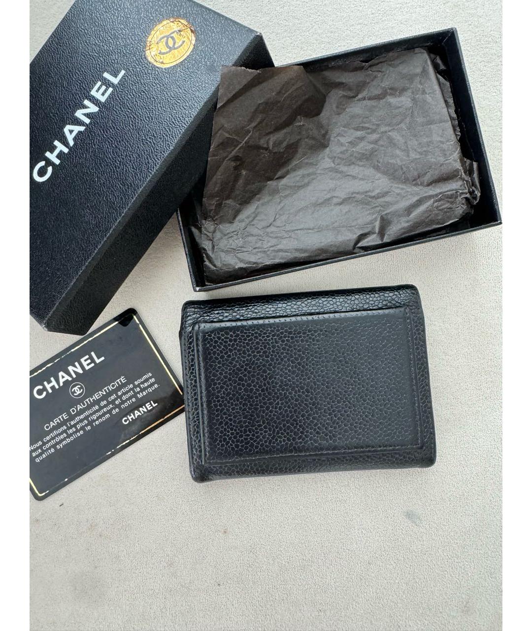 CHANEL Черный кожаный кошелек, фото 3