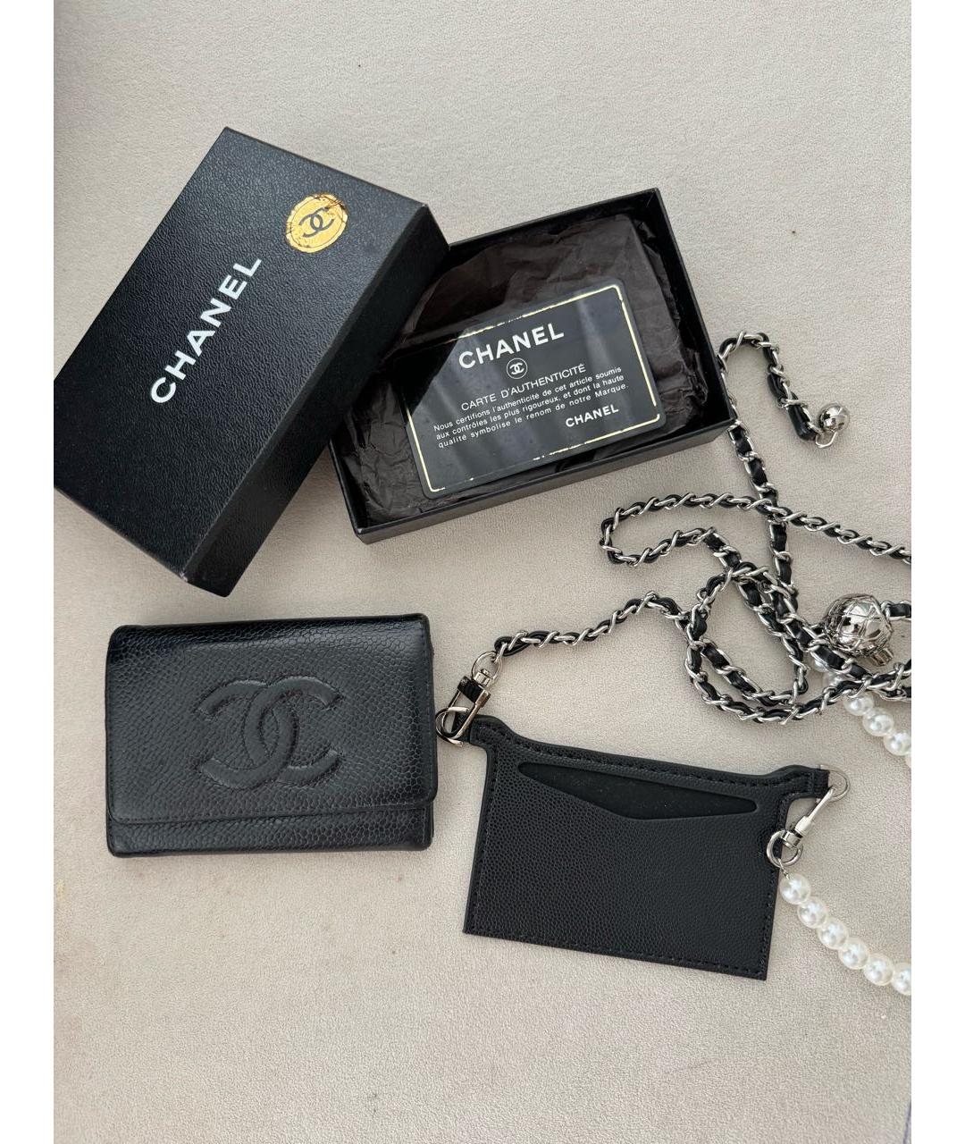 CHANEL Черный кожаный кошелек, фото 7