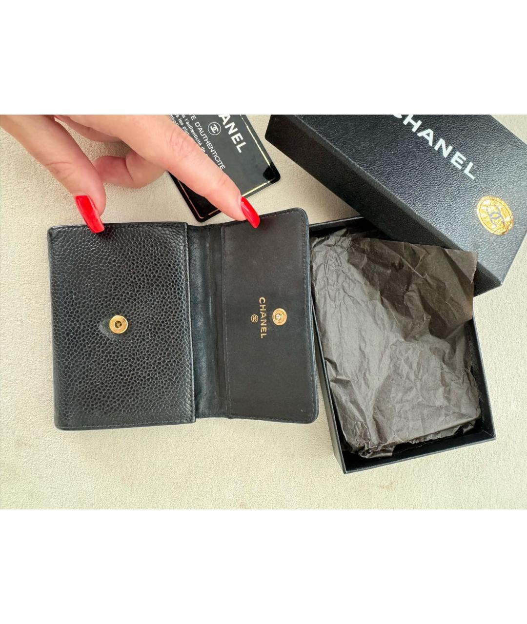 CHANEL Черный кожаный кошелек, фото 4