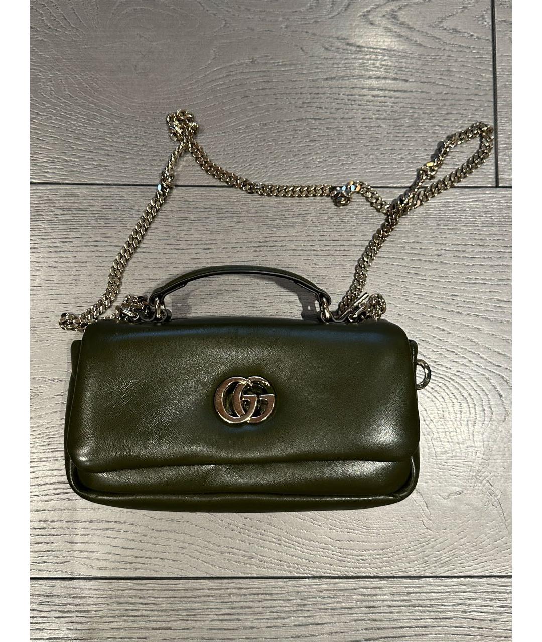 GUCCI Зеленая кожаная сумка через плечо, фото 6