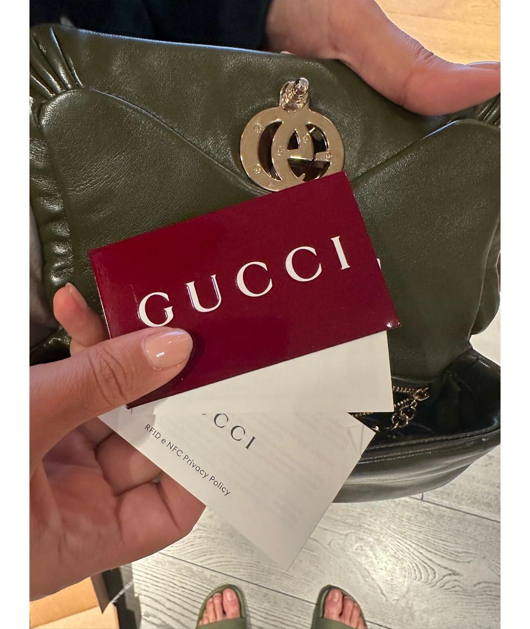 GUCCI Зеленая кожаная сумка через плечо, фото 5