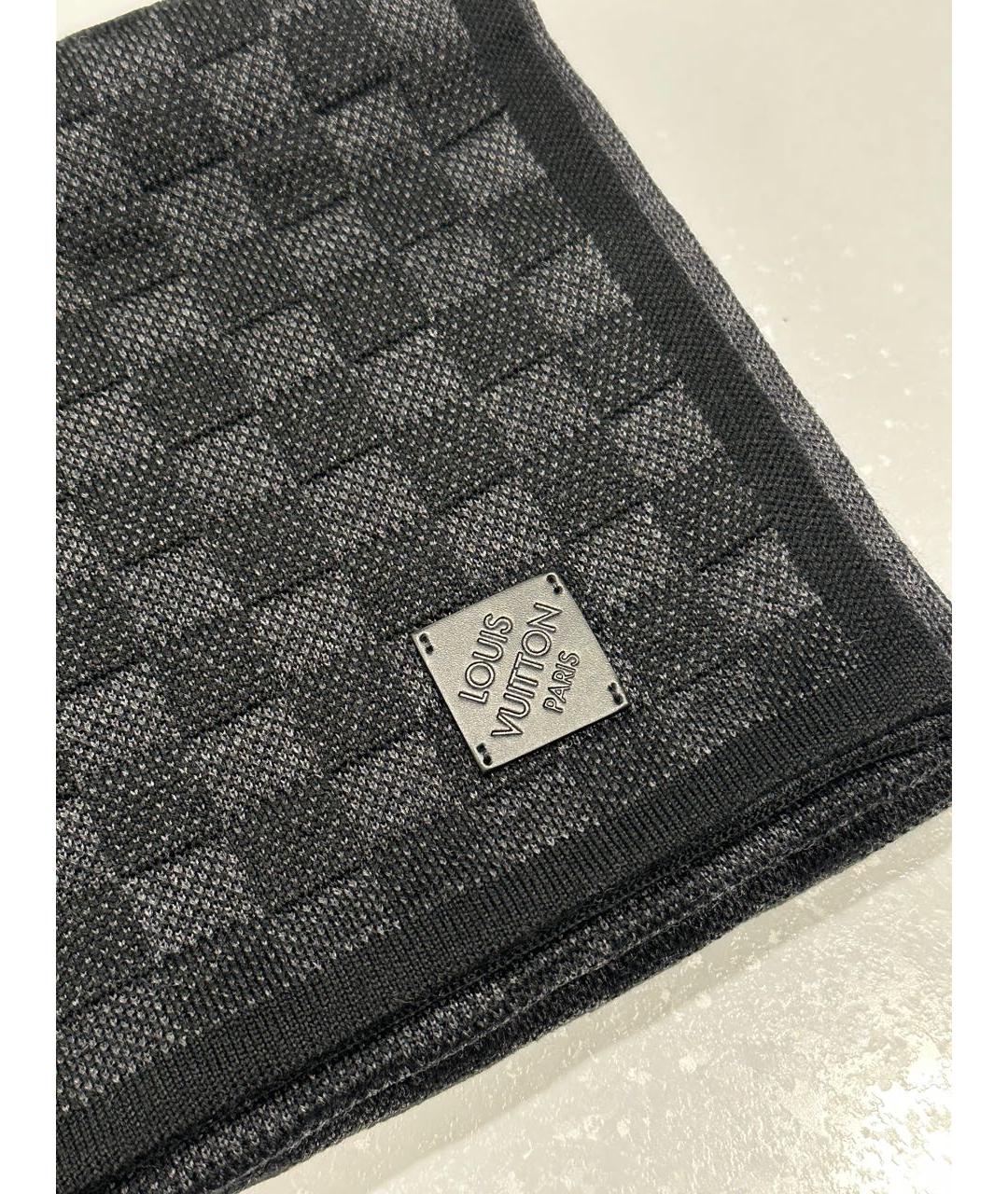 LOUIS VUITTON Черный шерстяной шарф, фото 3