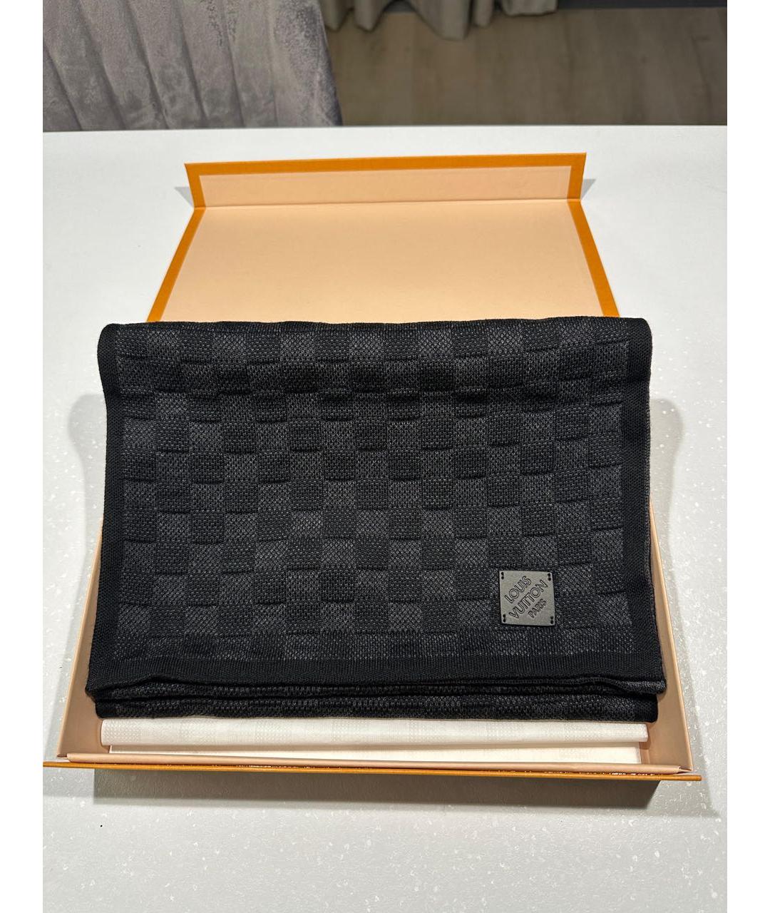 LOUIS VUITTON Черный шерстяной шарф, фото 2